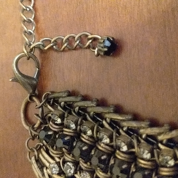 Chainmail and Rhinestone Collar Statement Necklace - Picture 6 of 6